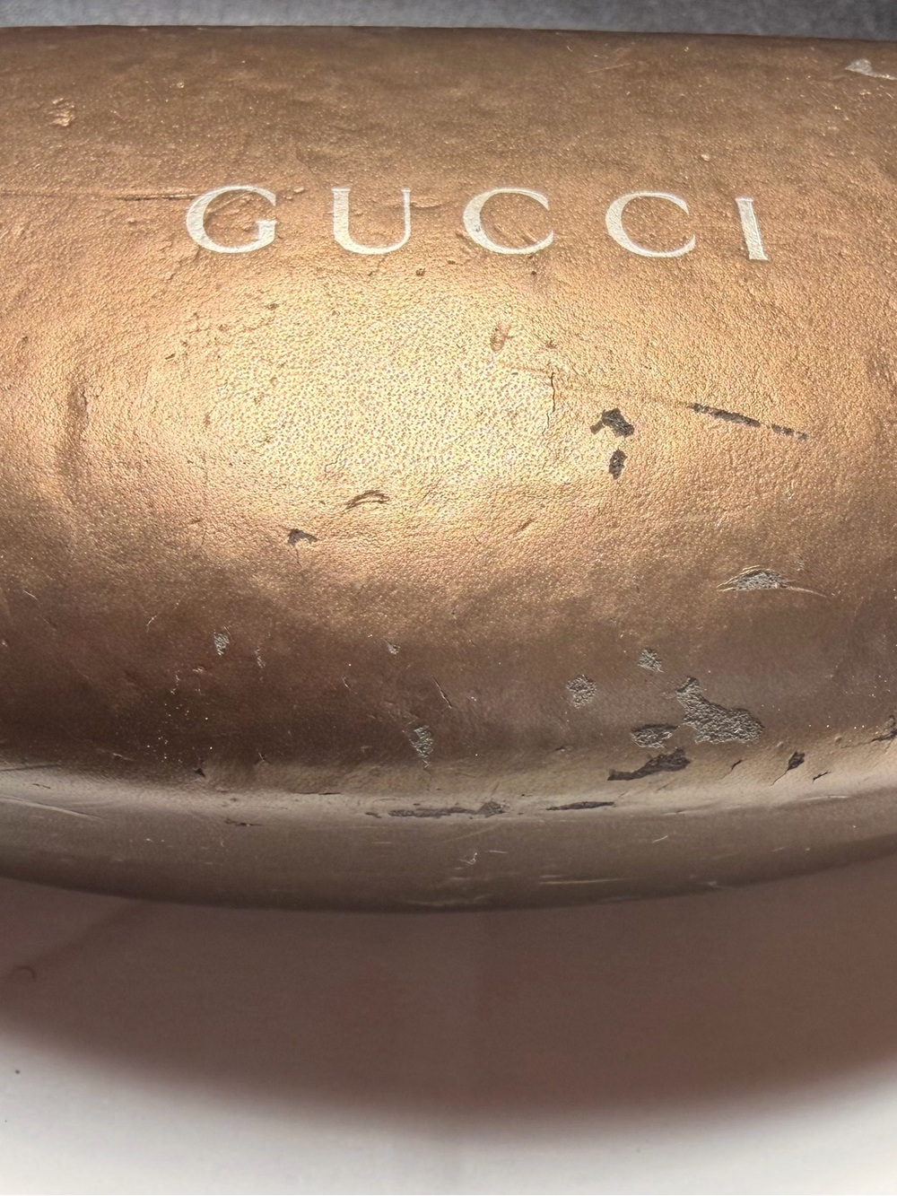 Gucci Metallic Gold Eyewear Case with GUCCI Logo
